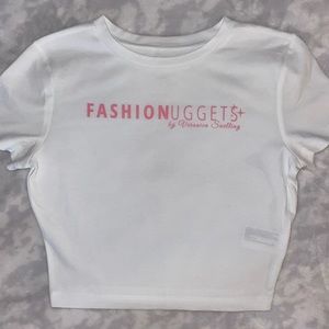 Fashion Nuggets White Crop Tee